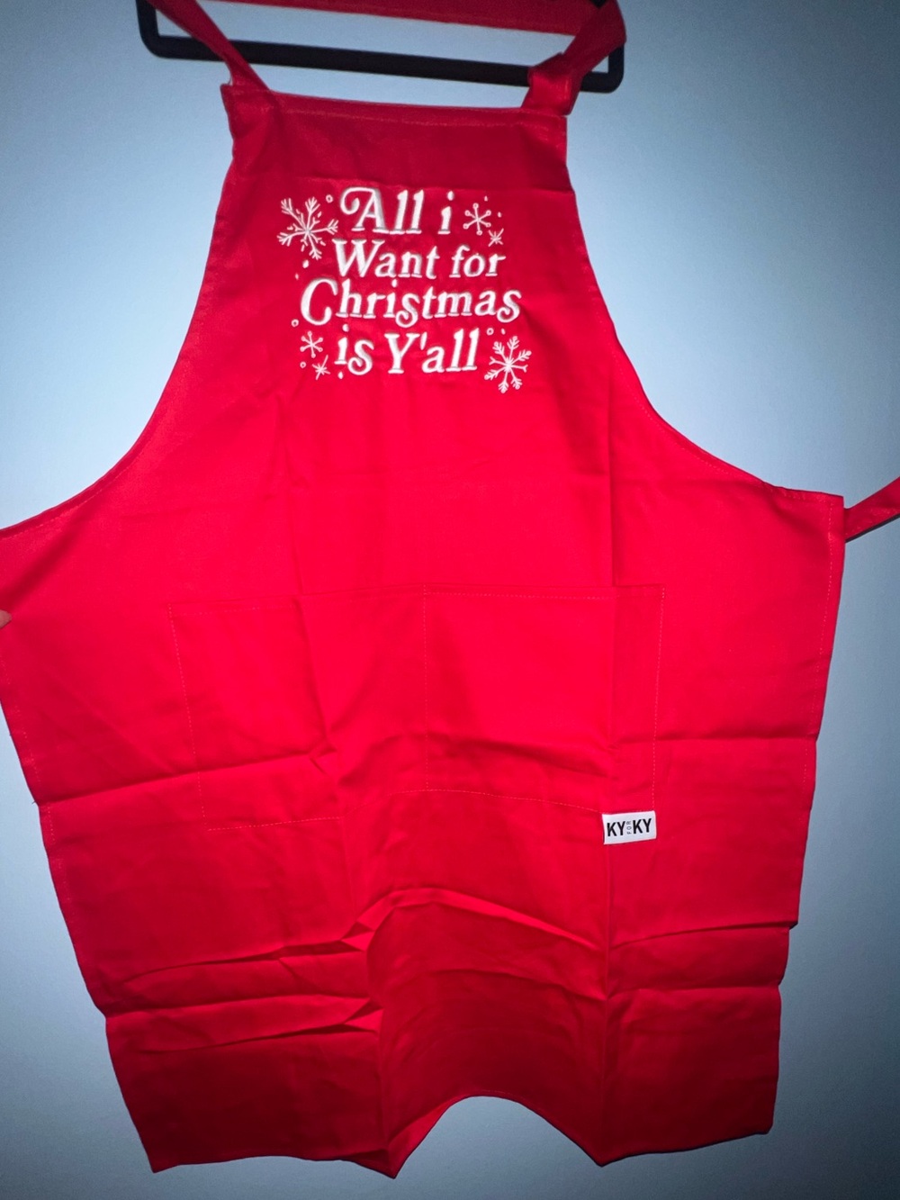 NIP~Red Christmas Apron "All I Want for Christmas is Y'all"